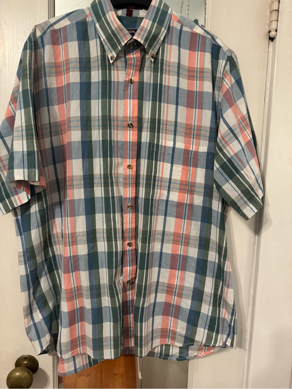 Savile Row Traditions Men's Short Sleeve Plaid Button Down Shirt Size L